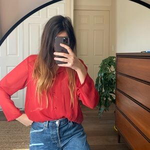 Vintage sheer red blouse
